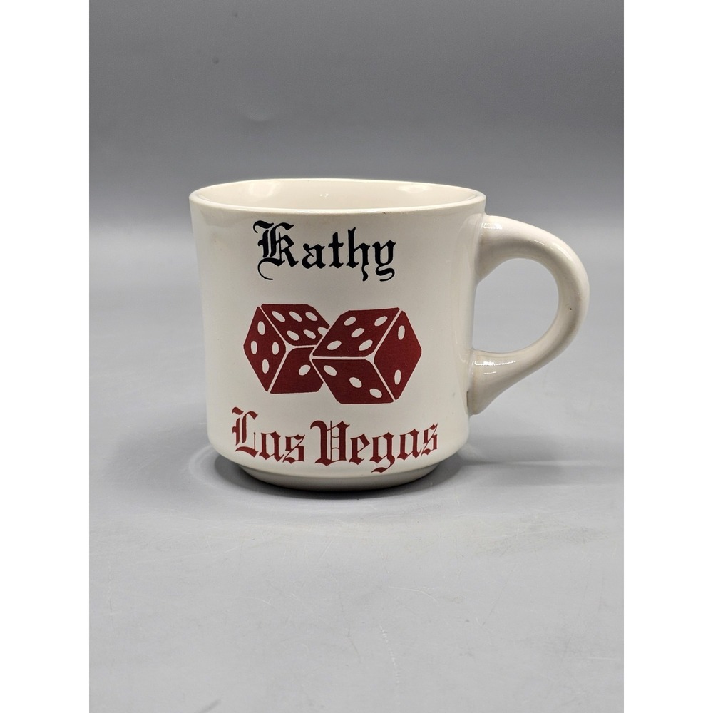 Vintage‎ Ceramic Las Vegas Souvenir Red Dice Coffee Mug Personalized Kathy USA